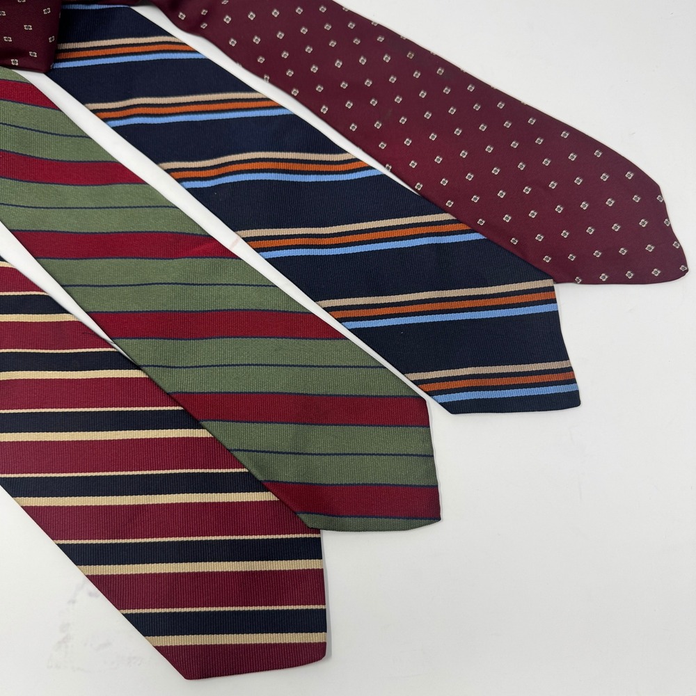 Brooks Brothers Mens Silk Tie Lot of 4 OS Multi Preowned Striped Pattern Flaws